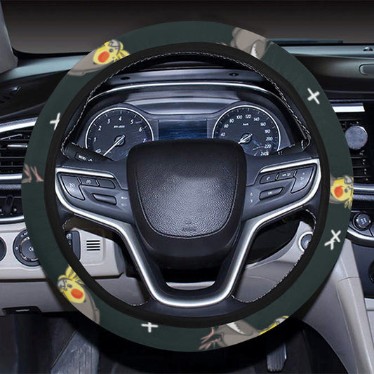 Cockatiel Pattern Print Design 02 Steering Wheel Cover with Elastic Edge