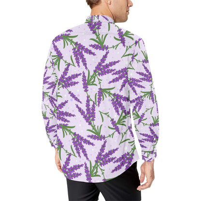 Lavender Pattern Print Design LV02 Men's Long Sleeve Shirt