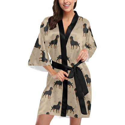 Rottweiler Pattern Print Design A01 Women's Short Kimono