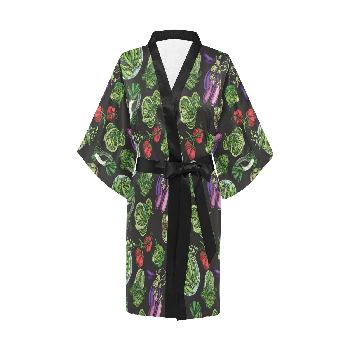 Lettuce Pattern Print Design 01 Women's Short Kimono