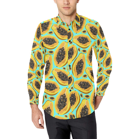 Papaya Pattern Print Design PP03 Men's Long Sleeve Shirt
