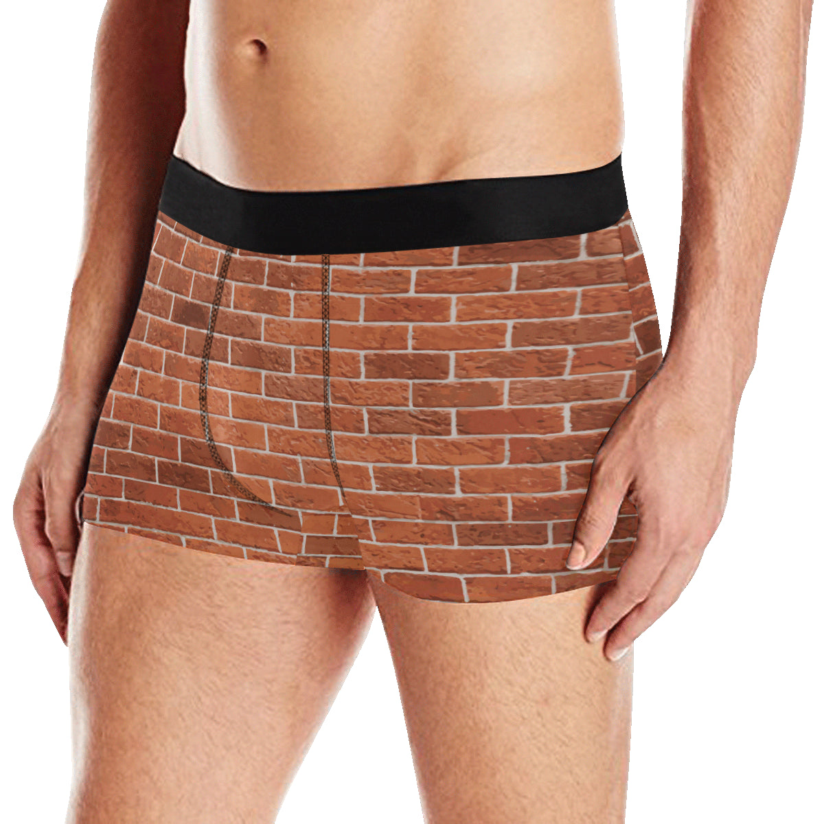 Brick Brown Pattern Print Design 02 Men's Boxer Briefs