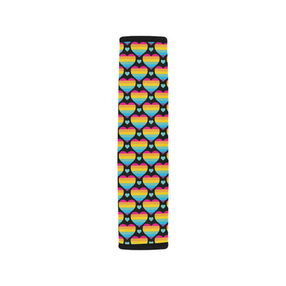 Rainbow Heart Print Pattern Car Seat Belt Cover