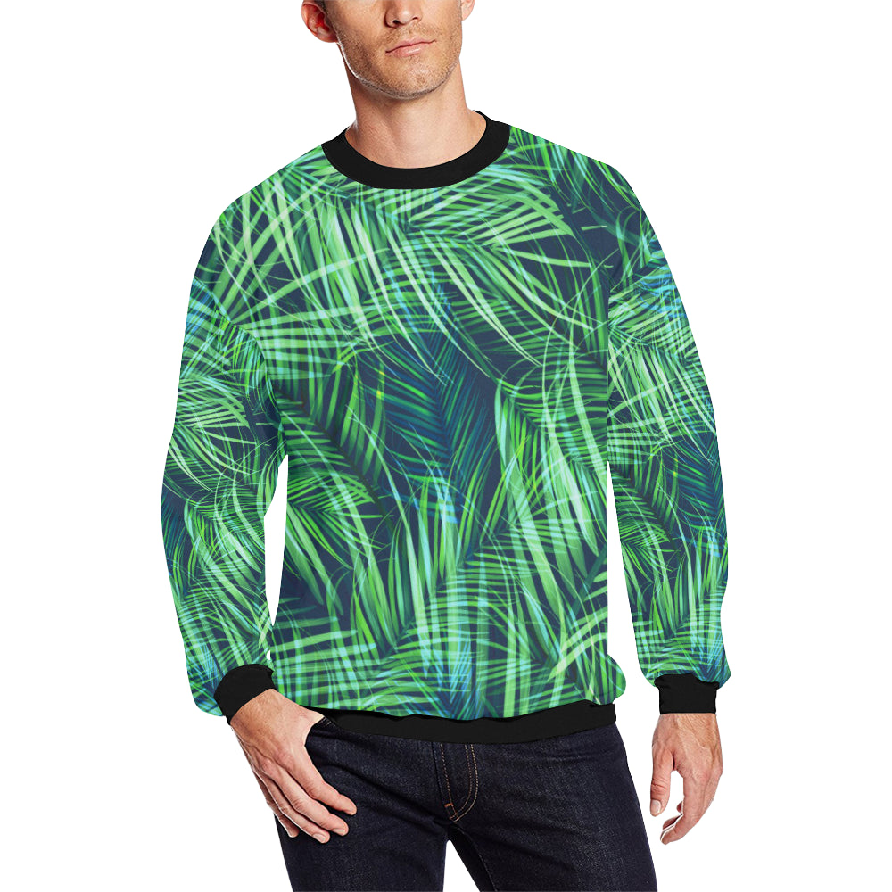 Palm Leaves Pattern Print Design PL02 Men Long Sleeve Sweatshirt