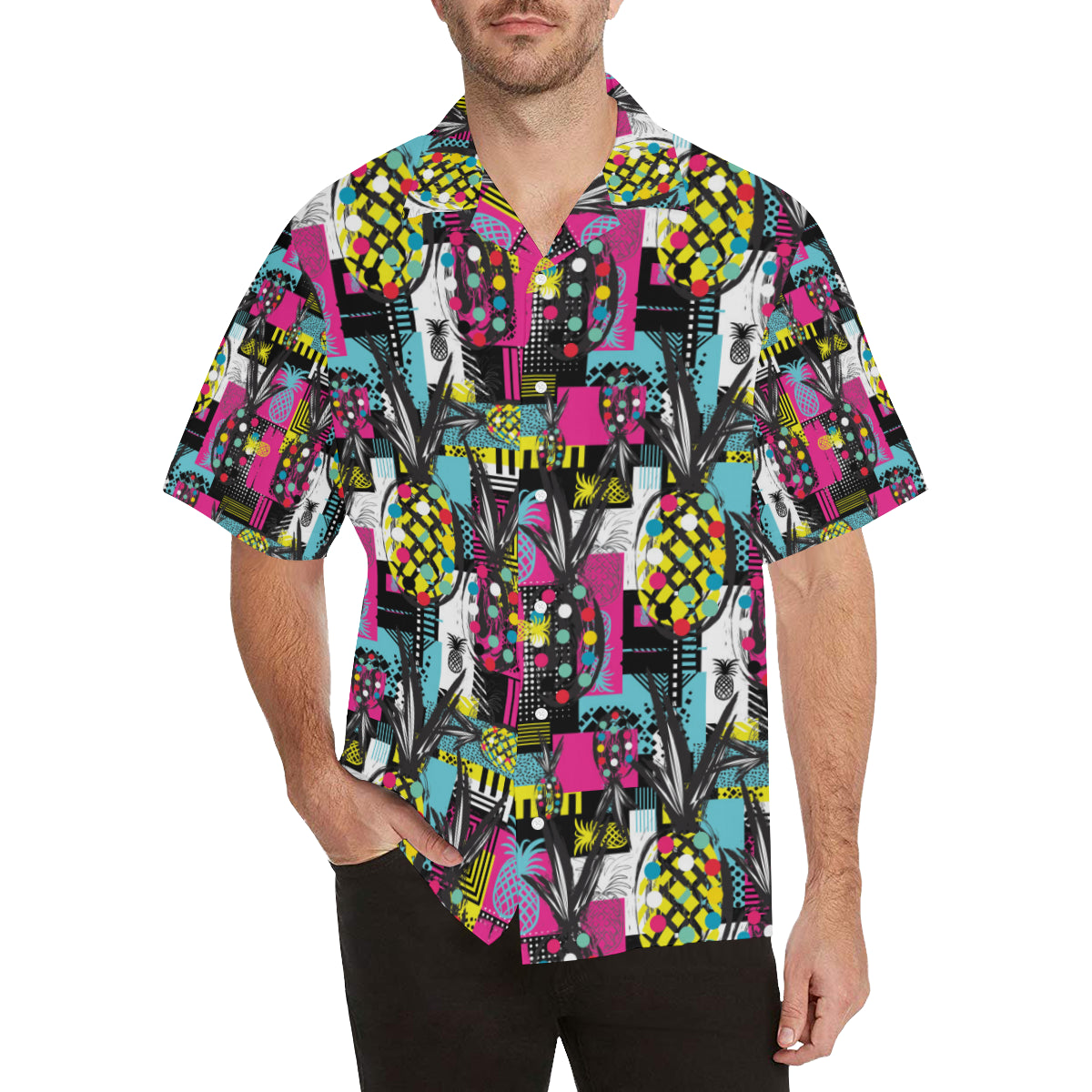 Pop Art Pineapple Pattern Print Design A02 Men's Hawaiian Shirt
