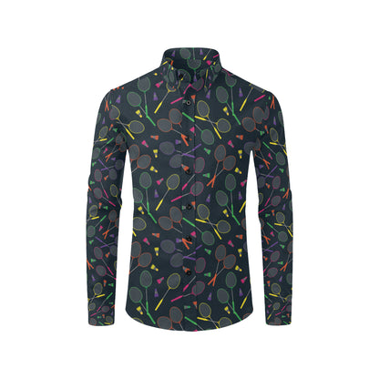 Badminton Pattern Print Design 04 Men's Long Sleeve Shirt