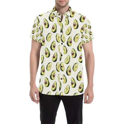 Avocado Pattern Print Design 01 Men's Short Sleeve Button Up Shirt