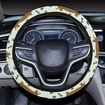 Dachshund Pattern Print Design 01 Steering Wheel Cover with Elastic Edge