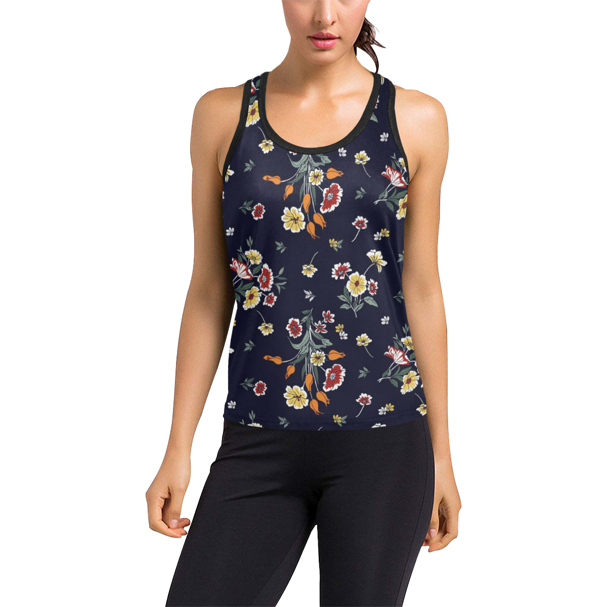 Summer Floral Pattern Print Design SF01 Women's Racerback Tank Top