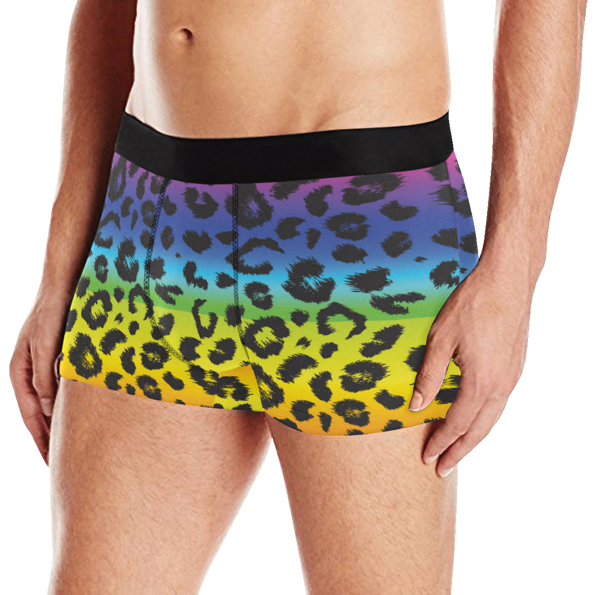 Rainbow Leopard Pattern Print Design A01 Men's Boxer Briefs