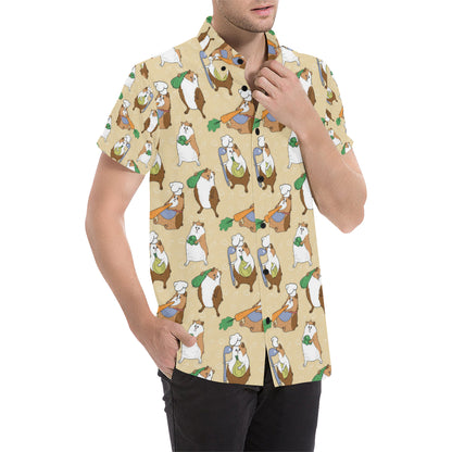 Guinea Pig Pattern Print Design 03 Men's Short Sleeve Button Up Shirt