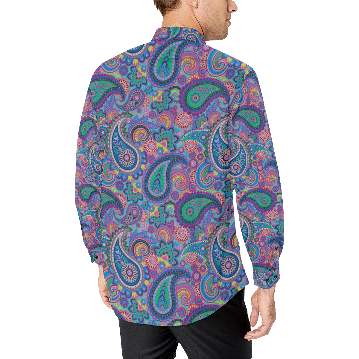 Paisley Colorful Pattern Print Design A02 Men's Long Sleeve Shirt