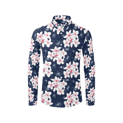 Plumeria Pattern Print Design PM017 Men's Long Sleeve Shirt