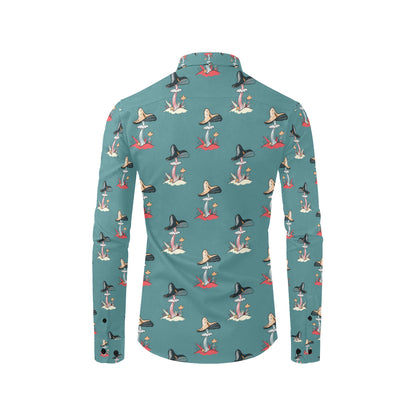 Mushroom Pattern Print Design A04 Men's Long Sleeve Shirt