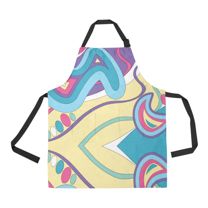 Funky Retro Pattern Print Design A01 Apron with Pocket