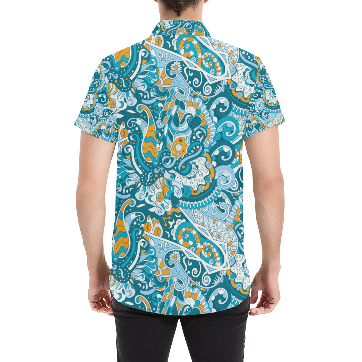 Funky Retro Pattern Print Design A03 Men's Short Sleeve Button Up Shirt