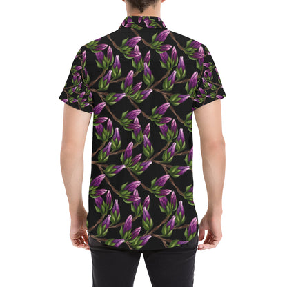 Magnolia Pattern Print Design MAG010 Men's Short Sleeve Button Up Shirt