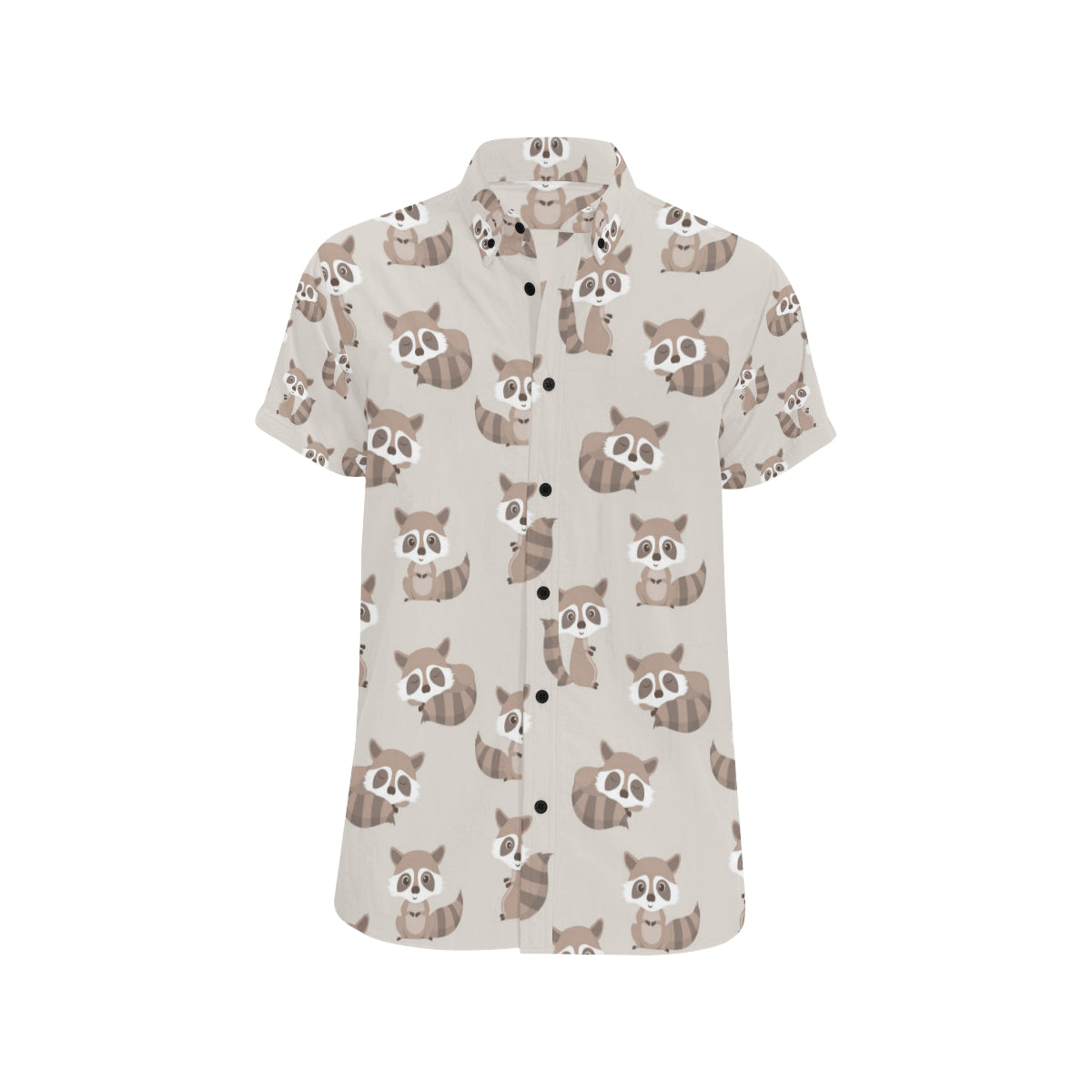 Raccoon Pattern Print Design A05 Men's Short Sleeve Button Up Shirt