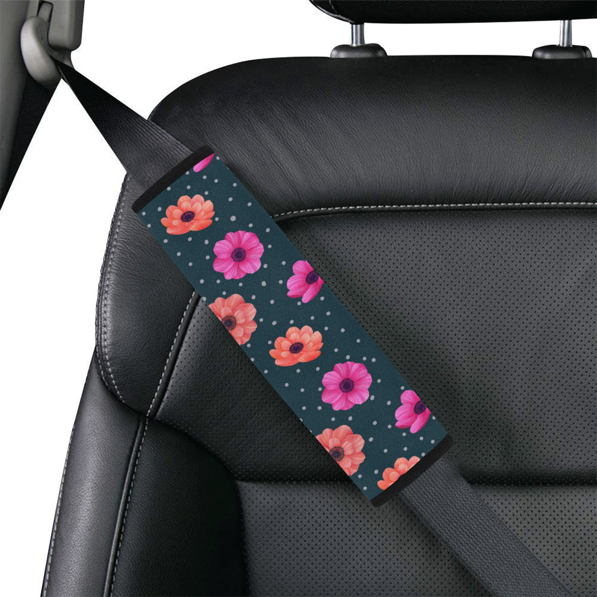 Anemone Pattern Print Design AM08 Car Seat Belt Cover