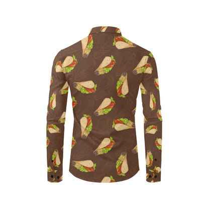 Taco Pattern Print Design TC08 Men's Long Sleeve Shirt