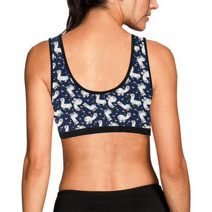 Alpaca Heart Star Design Themed Print Sports Bra