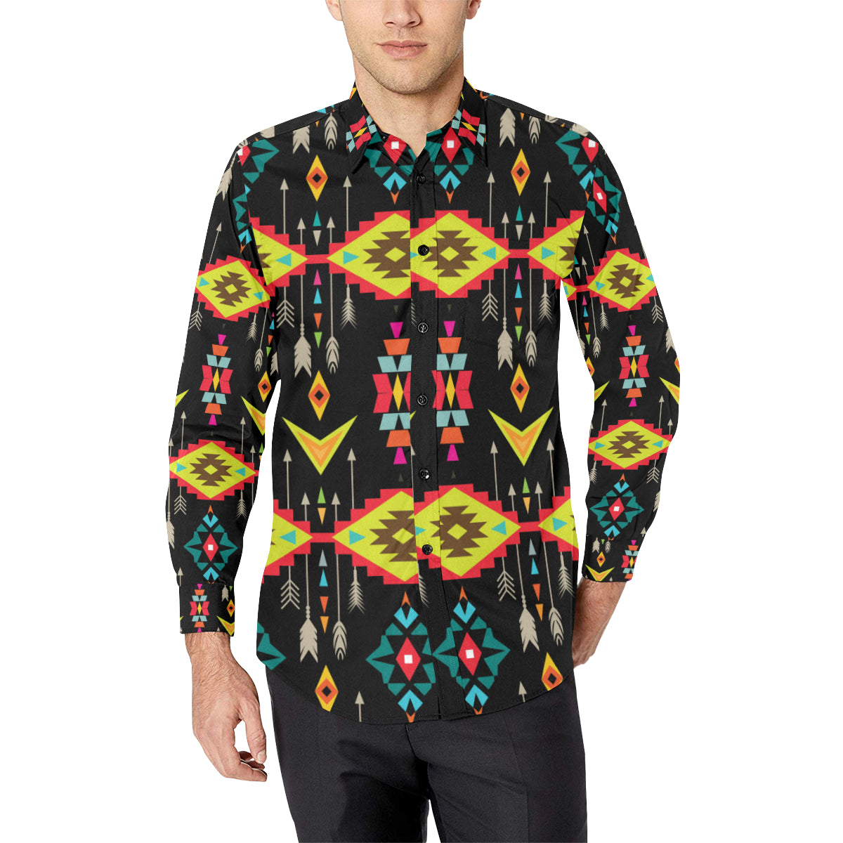 Native Pattern Print Design A05 Men's Long Sleeve Shirt