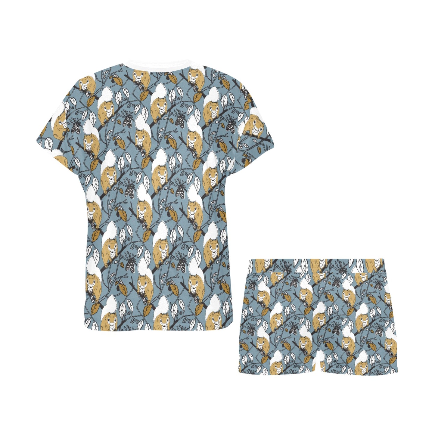 Squirrel Print Design LKS305 Women's Short Pajama Set