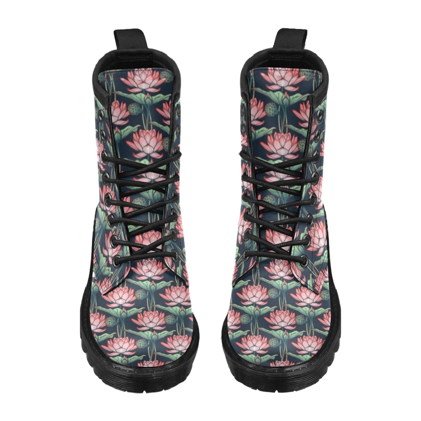 Water Lily Pattern Print Design WL03 Women's Boots