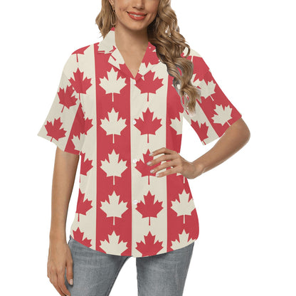 Maple Leaf Pattern Print Design 02 Women's Hawaiian Shirt
