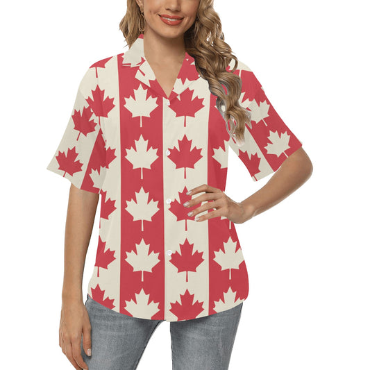 Maple Leaf Pattern Print Design 02 Women's Hawaiian Shirt