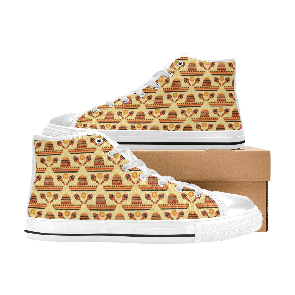 Maracas Print Design LKS403 High Top Women's White Shoes