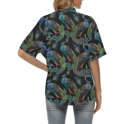 Peacock Pattern Print Design A04 Women's Hawaiian Shirt