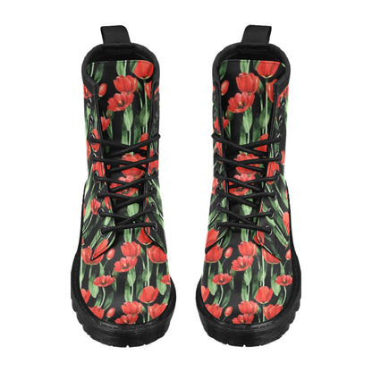 Tulip Red Pattern Print Design TP03 Women's Boots