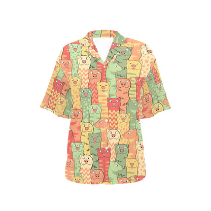 Ferret Pattern Print Design 01 Women's Hawaiian Shirt