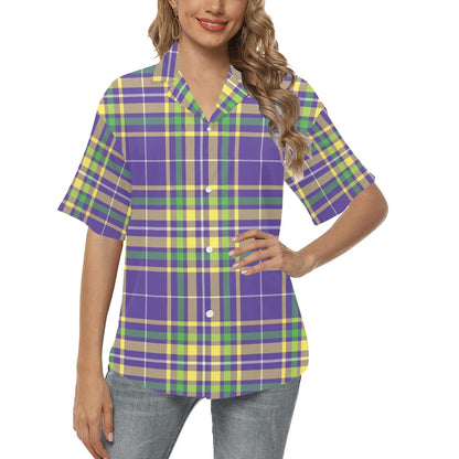 Mardi Gras Pattern Print Design 010 Women's Hawaiian Shirt