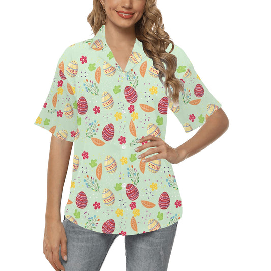 Easter Eggs Pattern Print Design RB07 Women's Hawaiian Shirt