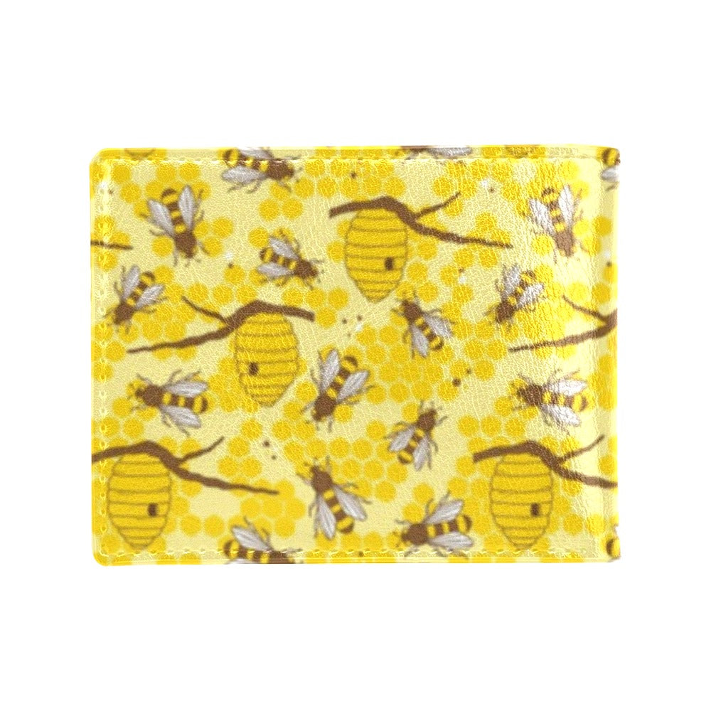 Bee With Honeycomb Print Design LKS302 Men's ID Card Wallet