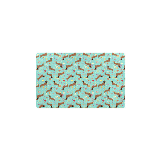 Dachshund with Floral Print Pattern Kitchen Mat