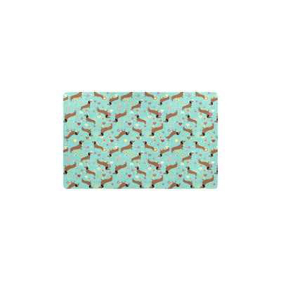 Dachshund with Floral Print Pattern Kitchen Mat