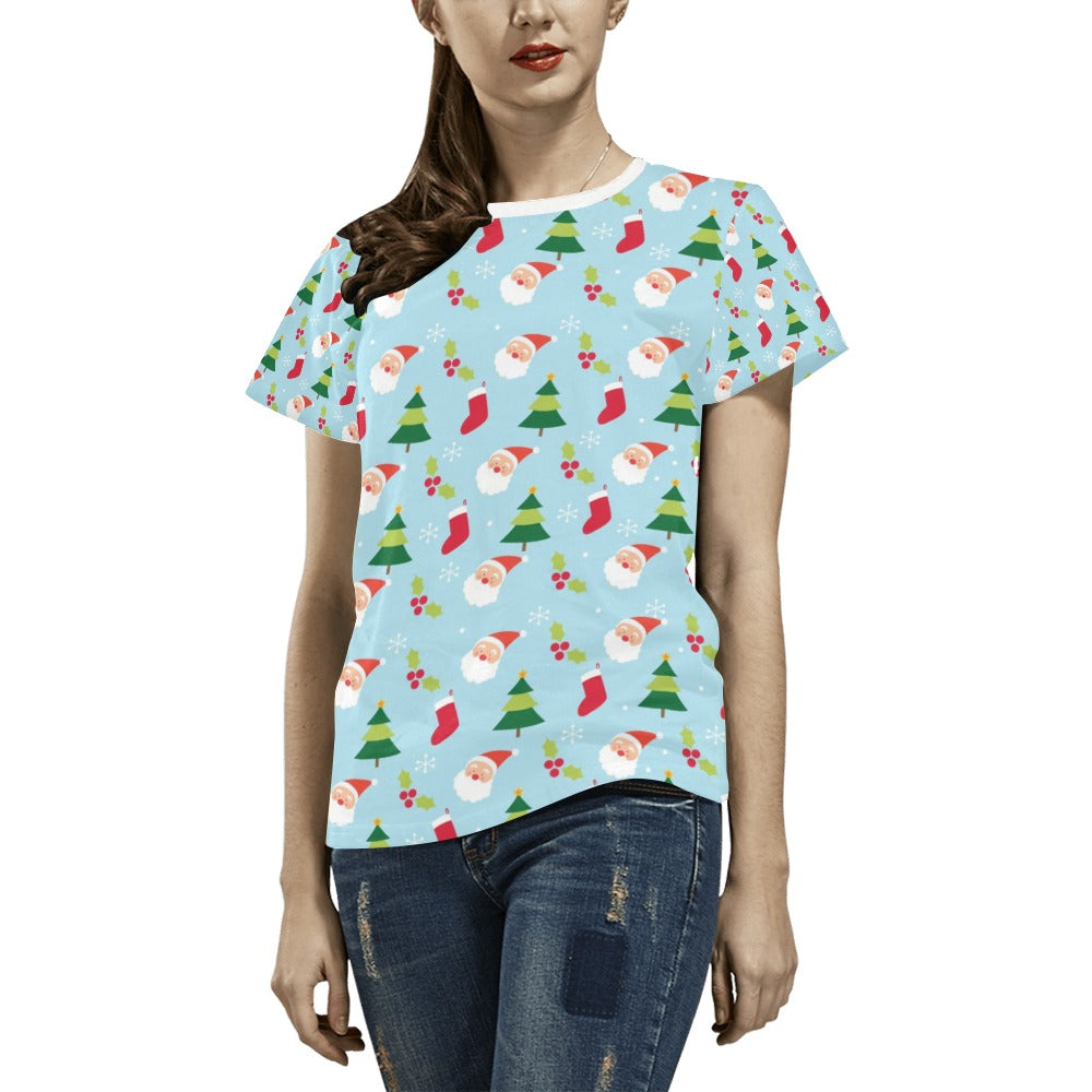 Santa Themed Print Design LKS301 Women's  T-shirt