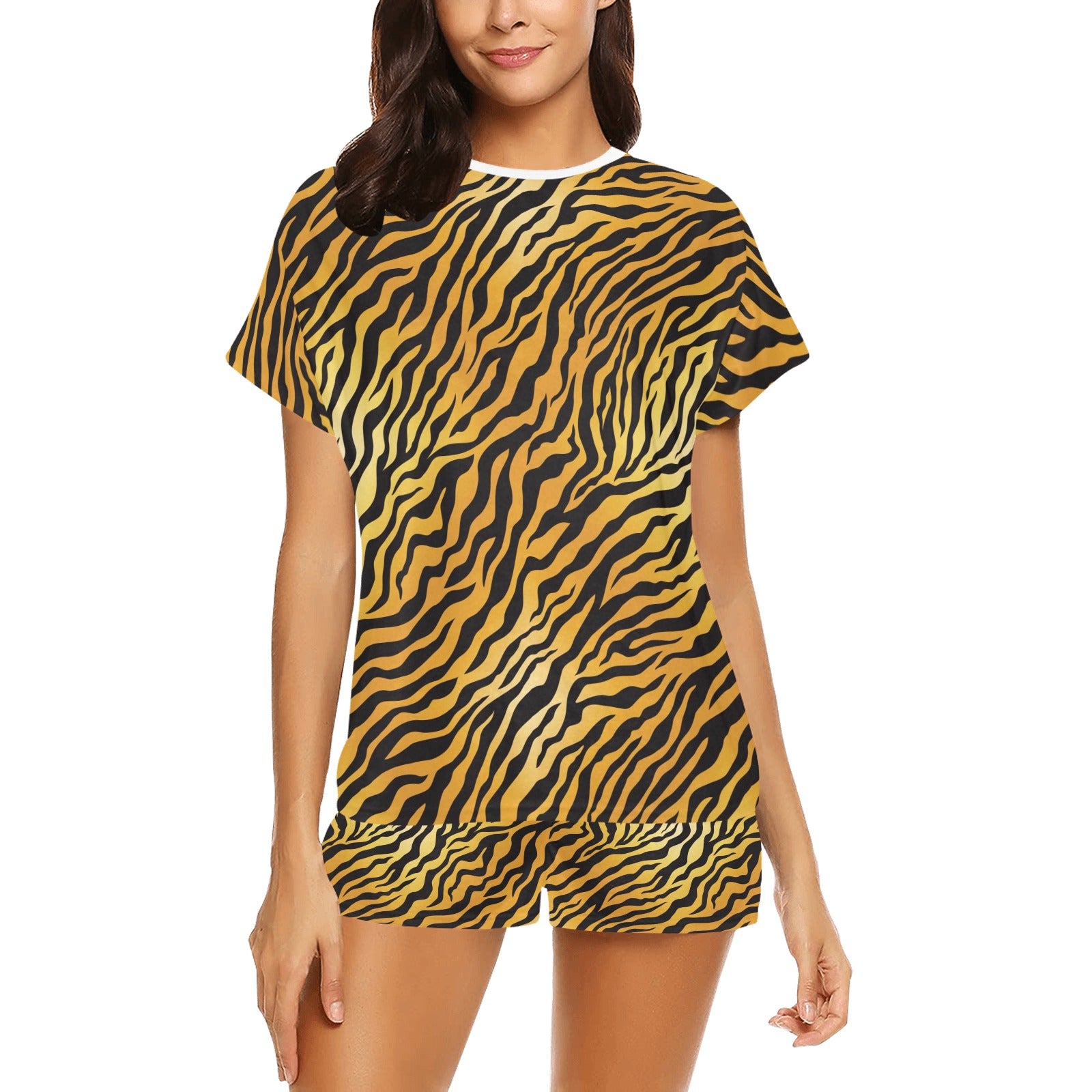 Tiger Print Design LKS302 Women's Short Pajama Set