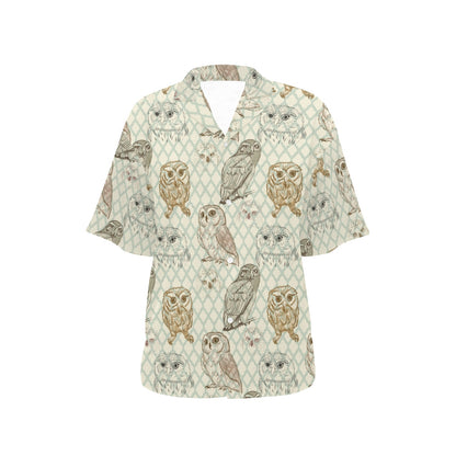 Owl Pattern Print Design A03 Women's Hawaiian Shirt