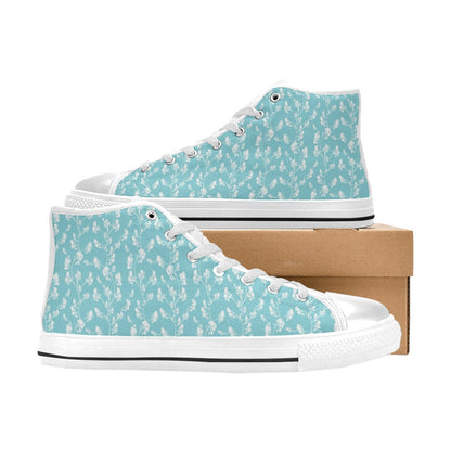 Sweet Pea Print Design LKS302 High Top Women's White Shoes