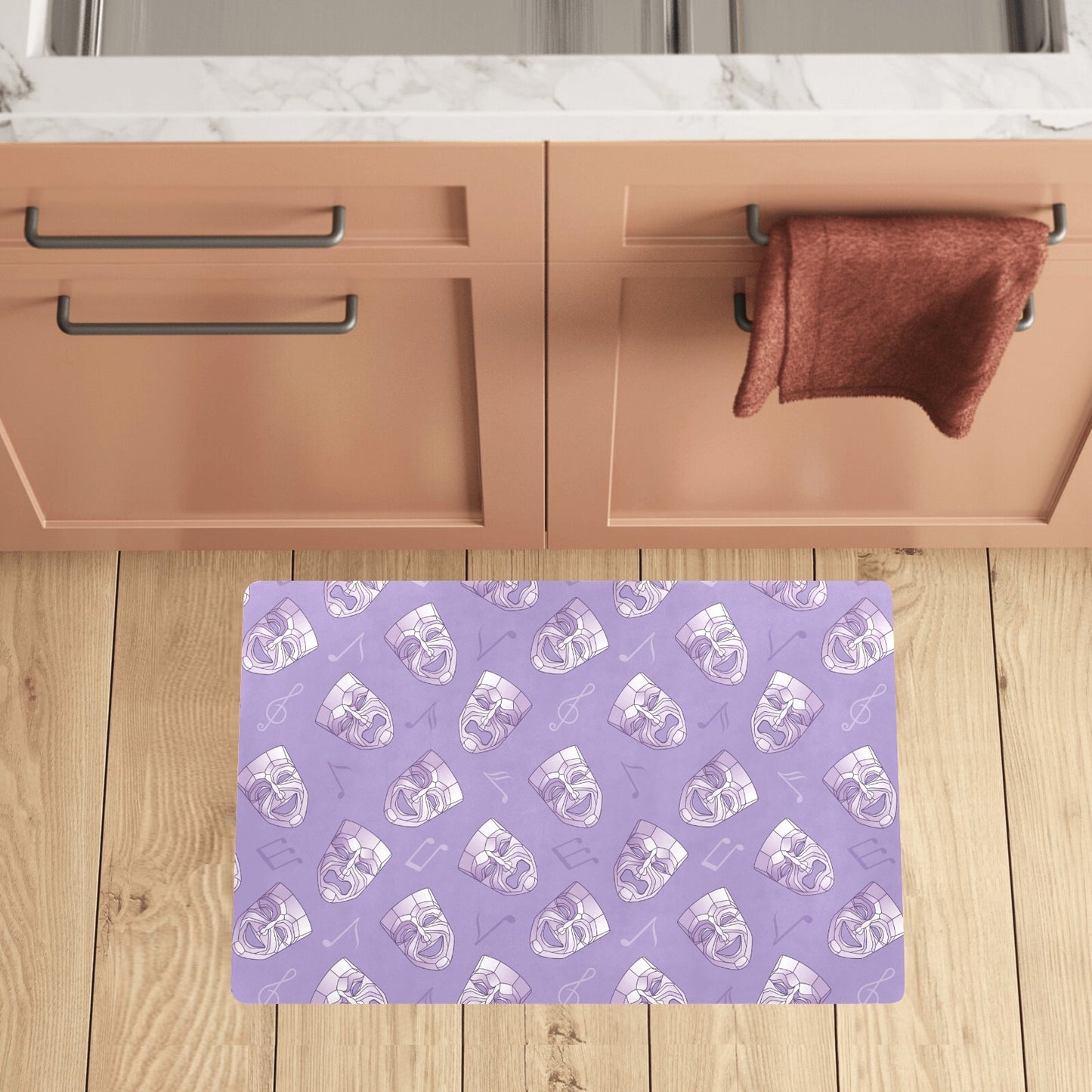 Acting Mask Pattern Print Design 05 Kitchen Mat