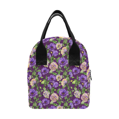 Lisianthus Pattern Print Design LT03 Insulated Lunch Bag