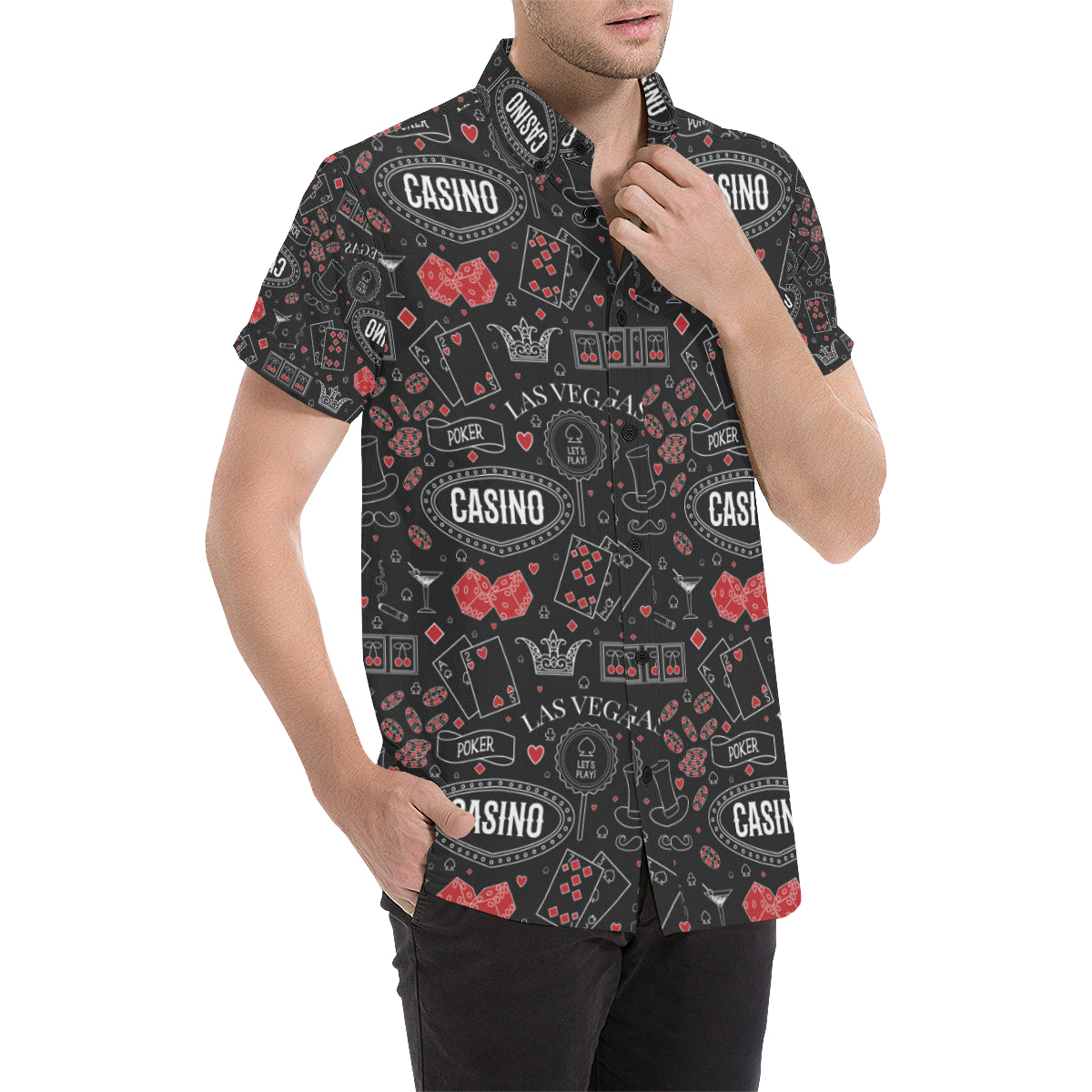 Casino Pattern Print Design 04 Men's Short Sleeve Button Up Shirt