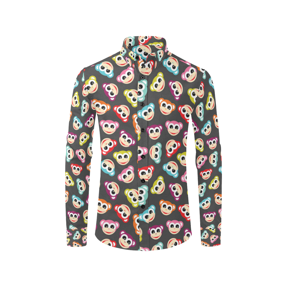 Monkey Head Design Themed Print Men's Long Sleeve Shirt