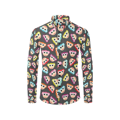 Monkey Head Design Themed Print Men's Long Sleeve Shirt