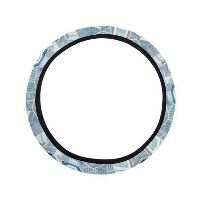 City  Pattern Print Design 03 Steering Wheel Cover with Elastic Edge
