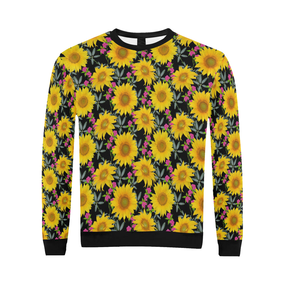 Sunflower Pattern Print Design SF014 Men Long Sleeve Sweatshirt